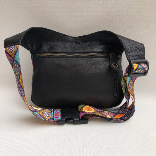 Summer Black & Mandalas BioCuir® natural leather Unique Piece No. 10.166