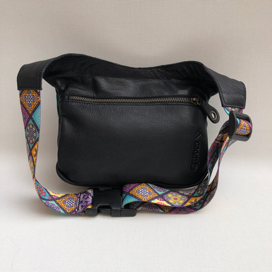 Summer Black & Mandalas BioCuir® natural leather Unique Piece No. 10.063