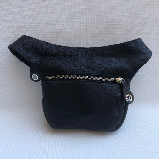 Mini Special Black & Art Flowers BioCuir® natural leather Unique Piece No. 10676