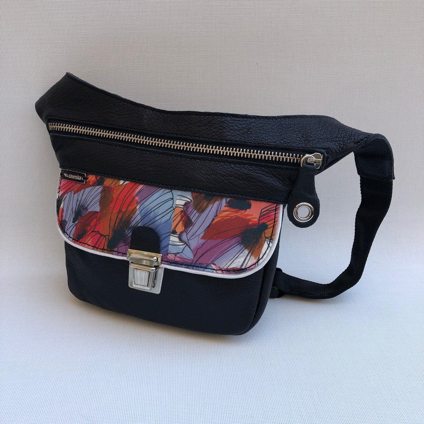 Mini Special Black & Colors BioCuir® natural leather Unique Piece No. 10282