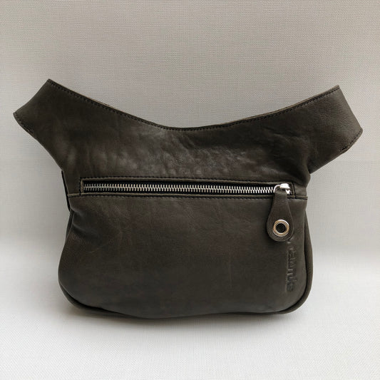 Classic Kaki & Silver BioCuir® natural leather Unique Piece No. 10326