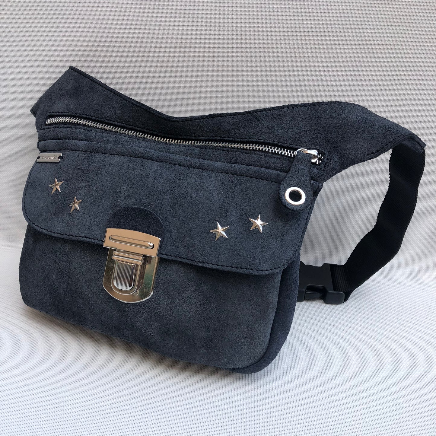 Premium Stars Blue "Twisted Leather" Suede Natural BioCuir® Leather Exclusive Piece No. 10351