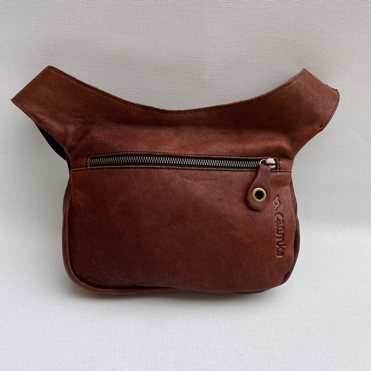 Classic Brown & Old Gold BioCuir® natural leather Unique Piece No. 10690