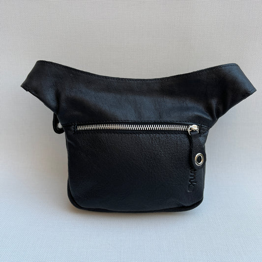 Mini Premium Black & Silver Natural BioCuir® Leather Exclusive Piece No. 10611