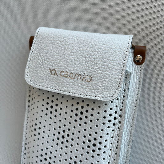 Mobile Holder Air Design Natural leather White