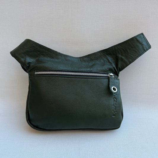 Premium Green & Silver BioCuir® natural leather Unique Piece No. 12884