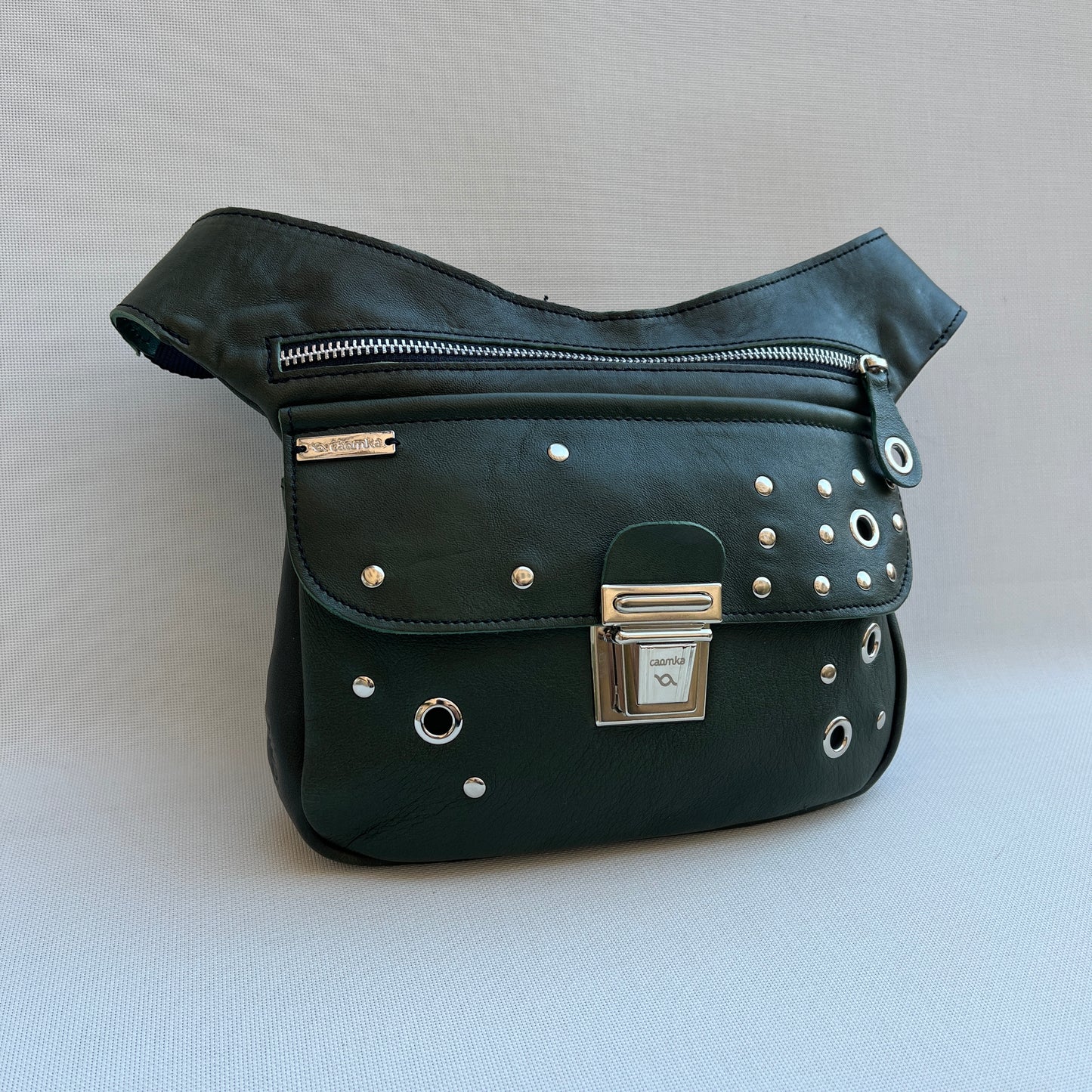 Premium Green & Silver BioCuir® natural leather Unique Piece No. 13043