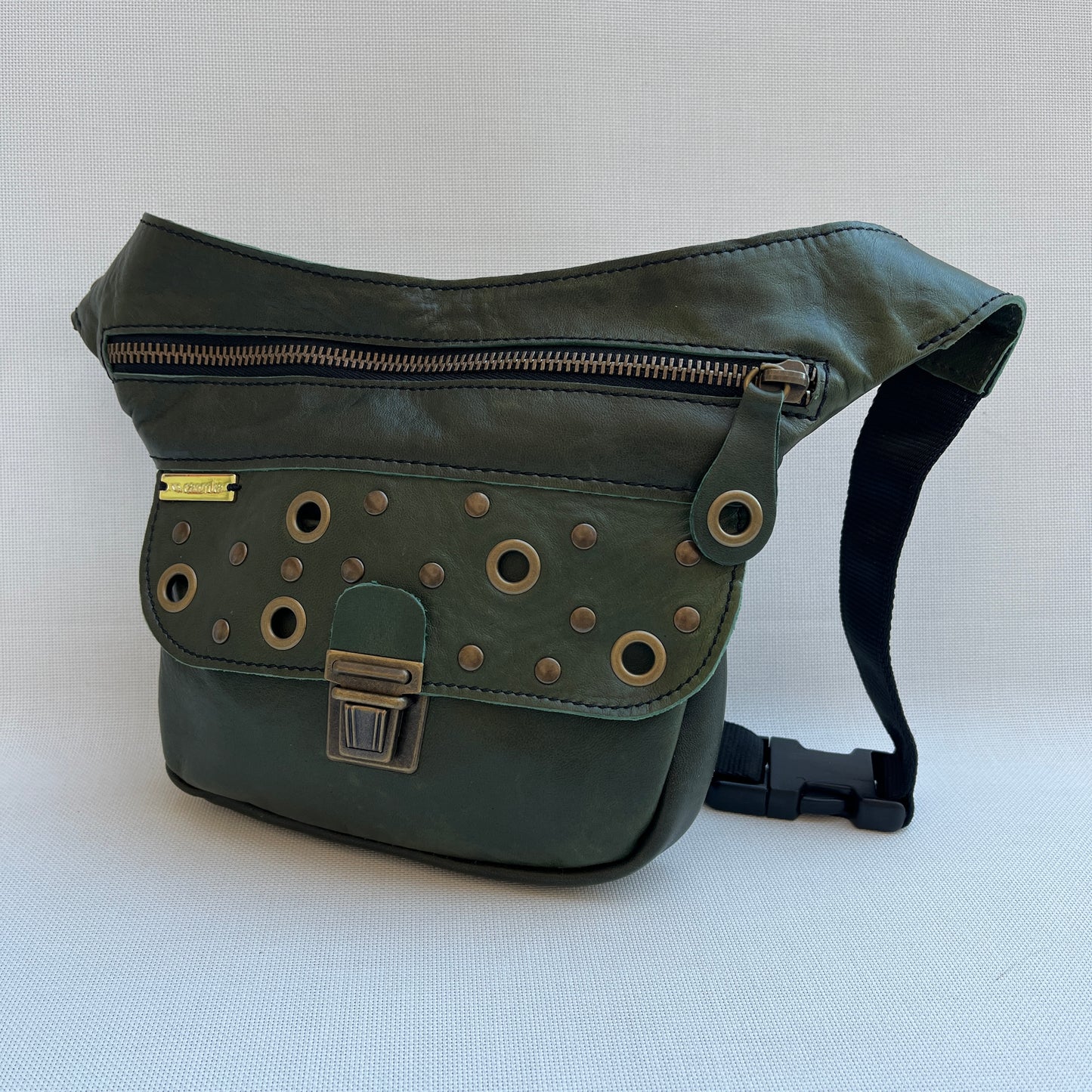 Mini Premium Green & Old Gold · Piel natural BioCuir® · Pieza Única Núm. 13198