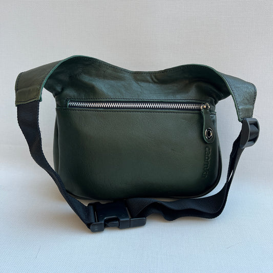 Premium Green & Silver BioCuir® natural leather Unique Piece No. 12873