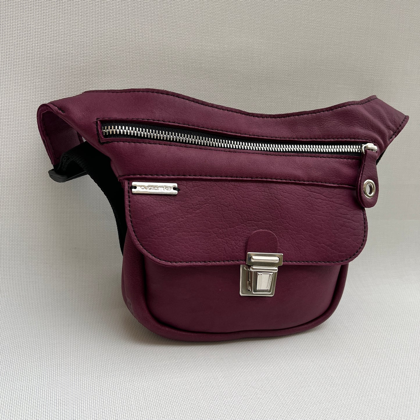Mini Bordeaux & Silver Natural BioCuir® Leather Exclusive Piece No. 11256