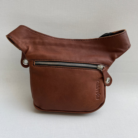 Mini Premium Brown & Silver Natural BioCuir® Leather Exclusive Piece No. 11253