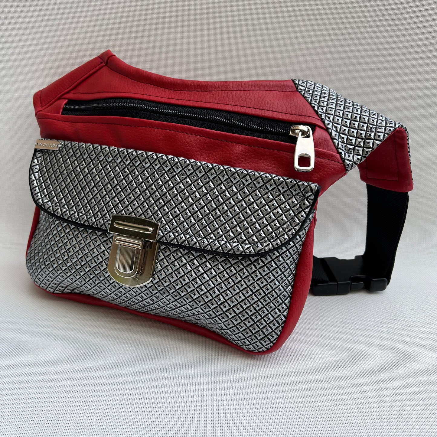 Special Red & Silver Punk Vegan Leather Unique Piece No. 11327