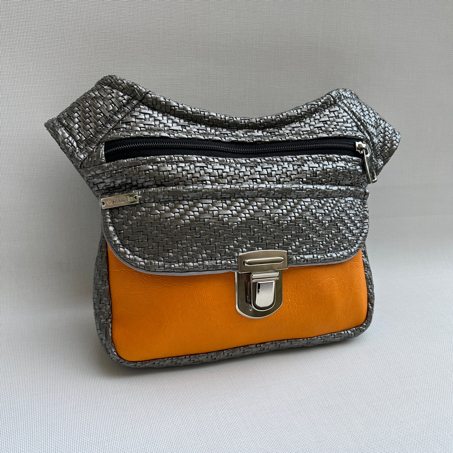 Special Silver & Orange Vegan Leather Unique Piece No. 11332