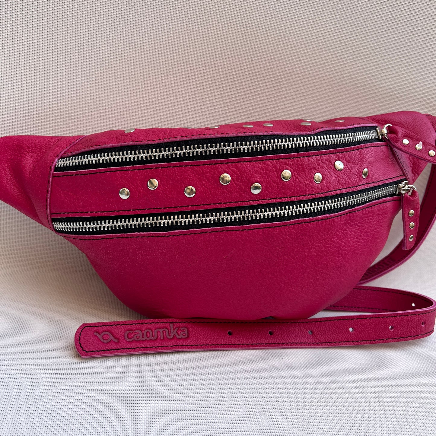 Premium Retro Chic Fuchsia Natural BioCuir® Leather Exclusive Piece No. 12986