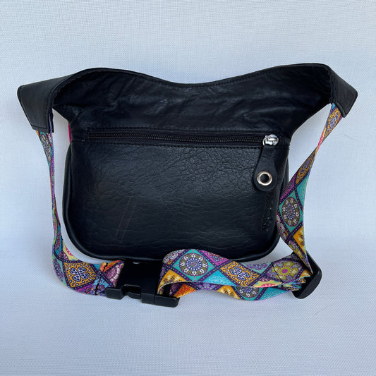Special Black & Mandalas BioCuir® natural leather Unique Piece No. 12203