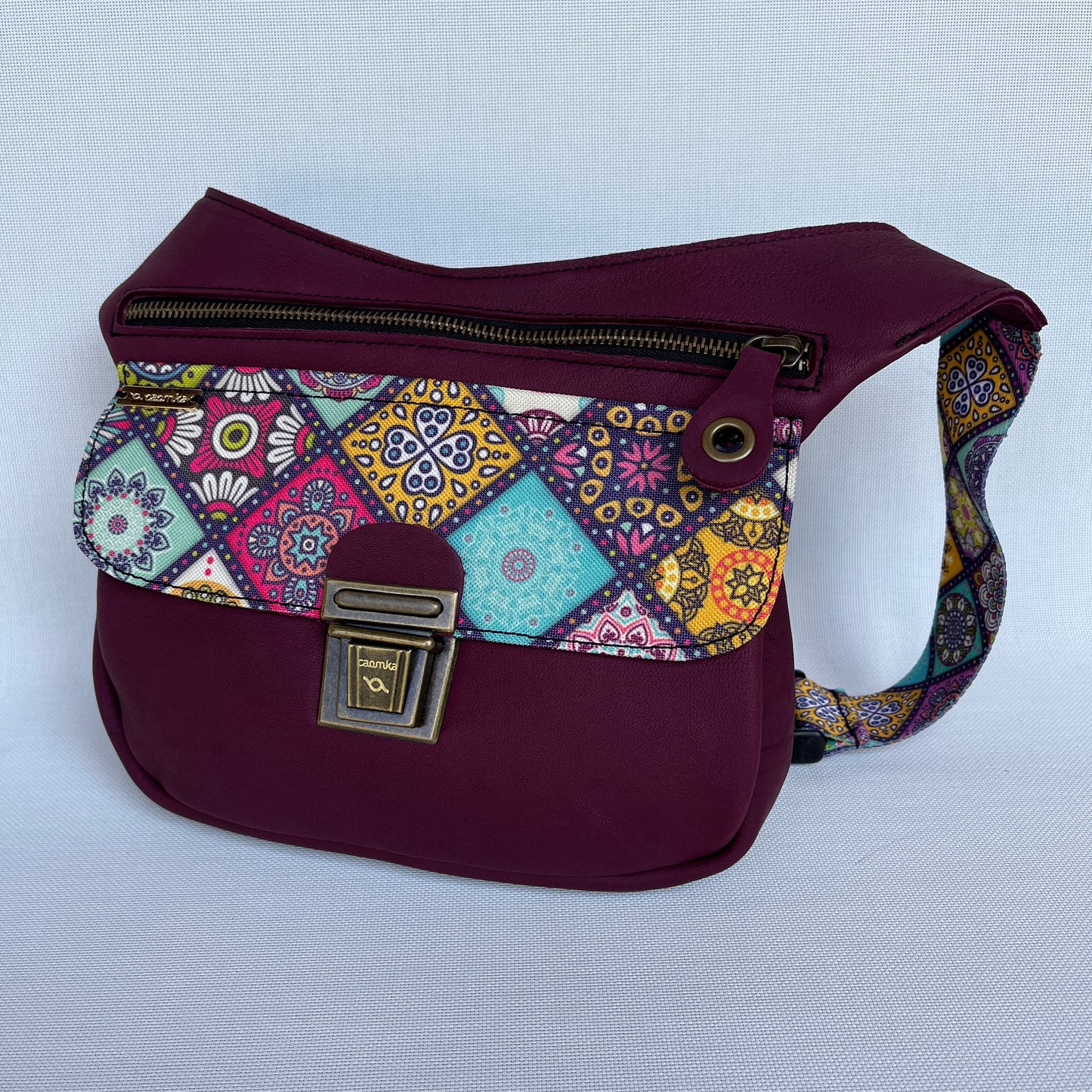 Special Bordeaux & Mandalas BioCuir® natural leather Unique Piece No. 12275
