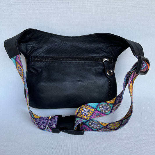 Special Black & Mandalas BioCuir® natural leather Unique Piece No. 12288