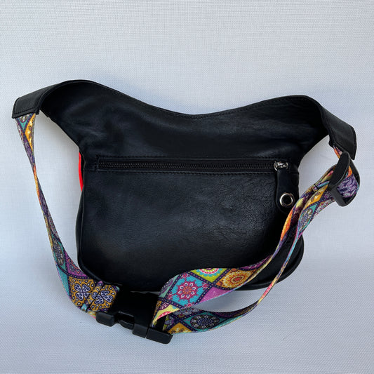 Special Black & Mandalas BioCuir® natural leather Unique Piece No. 12280