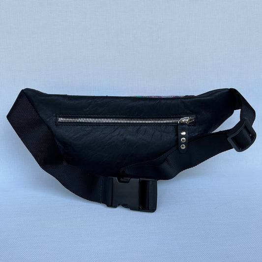 Retro Chic Special Black Mandalas BioCuir® natural leather Unique Piece No. 12260