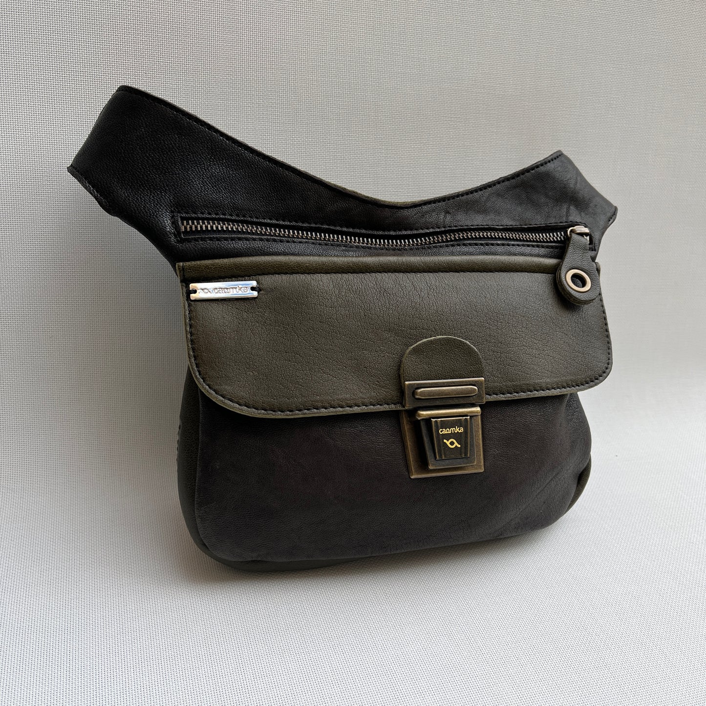 Special Brown & Kaki BioCuir® natural leather Unique Piece No. 10521