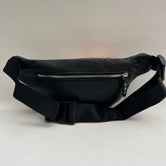 Retro Chic Special Black Mandalas BioCuir® natural leather Unique Piece No. 13003