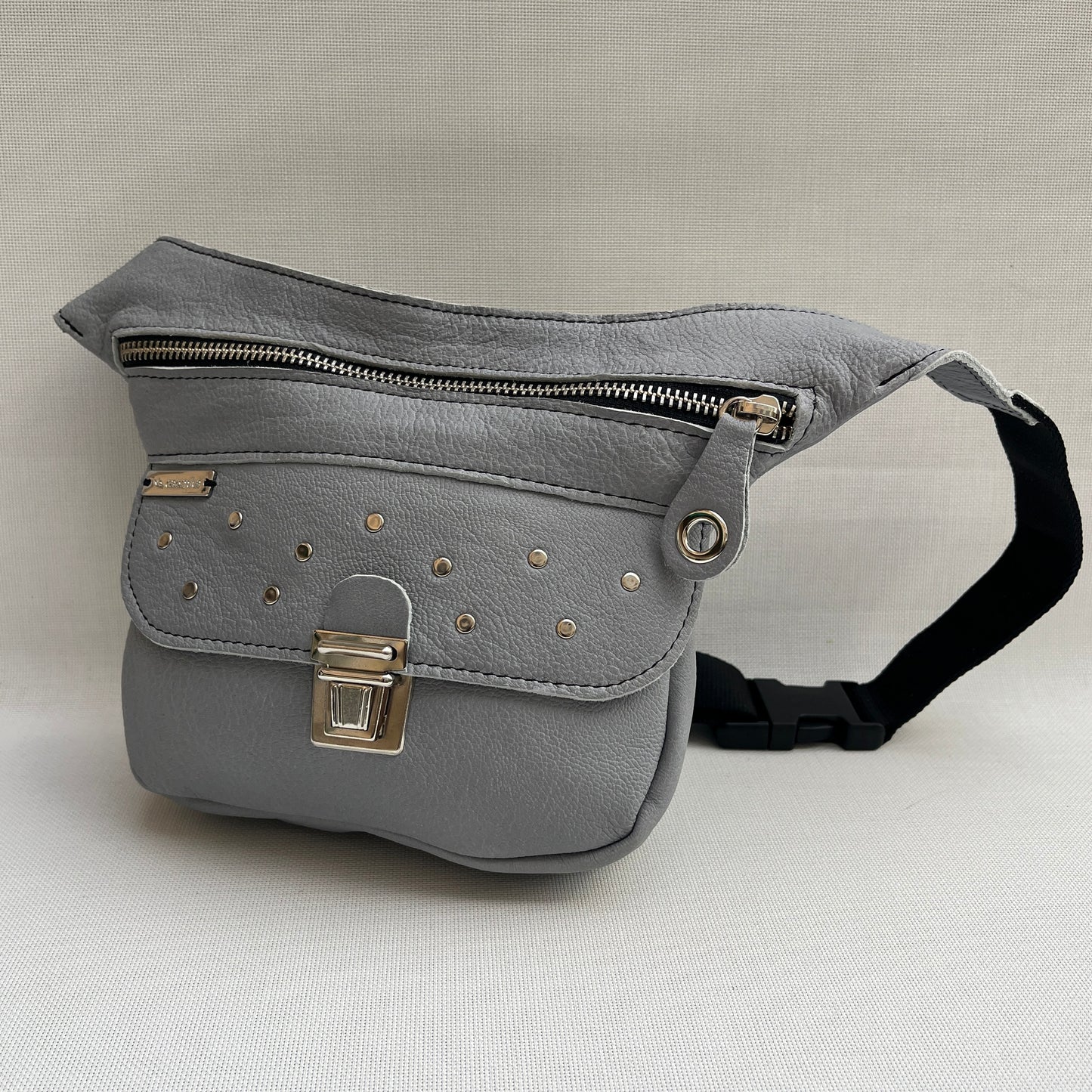 Mini Premium Pearl Gray & Silver Natural BioCuir® Leather Exclusive Piece No. 13005