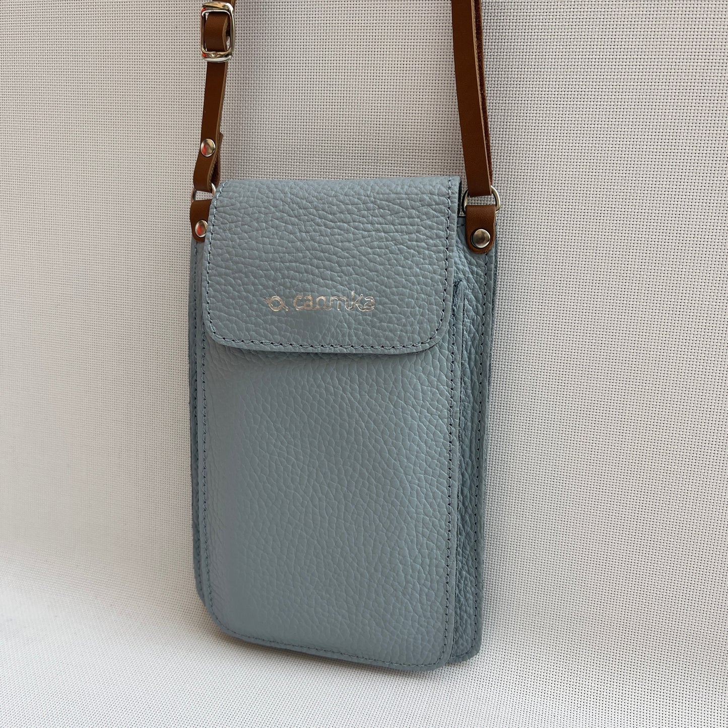 Mobile Holder · Air Design · Natural Leather · Light Blue