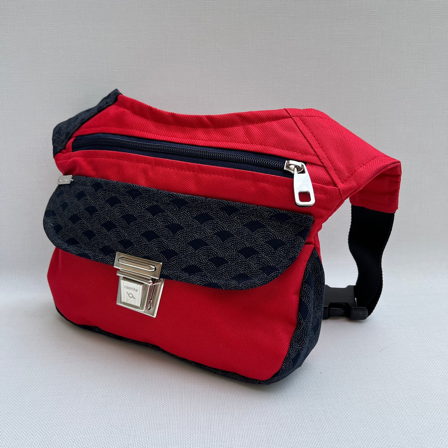 Red "Cordura" & Japanese Waves · Waterproof · Unique Piece No. 12504