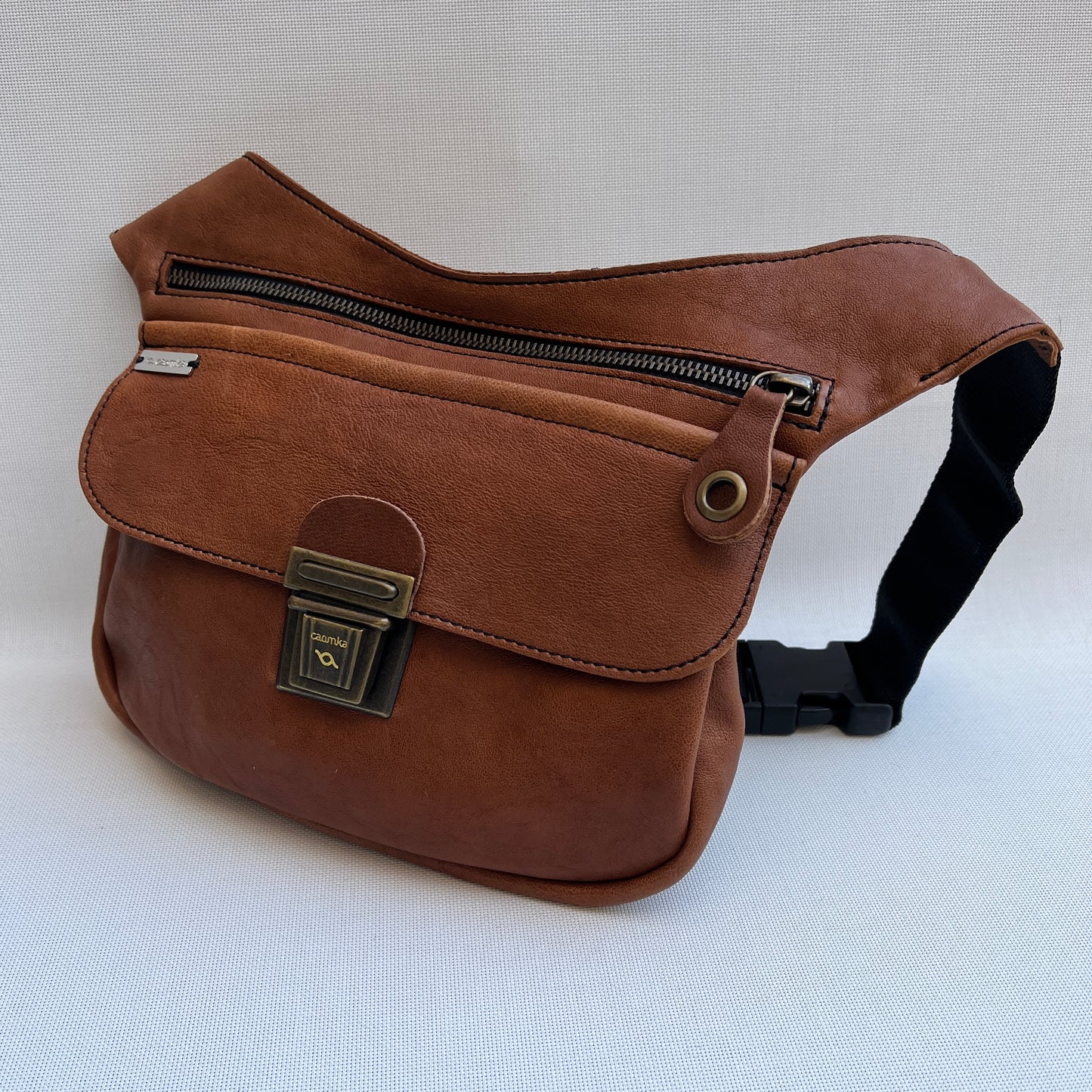 Special Brown & Old Gold BioCuir® natural leather Unique Piece No. 11073