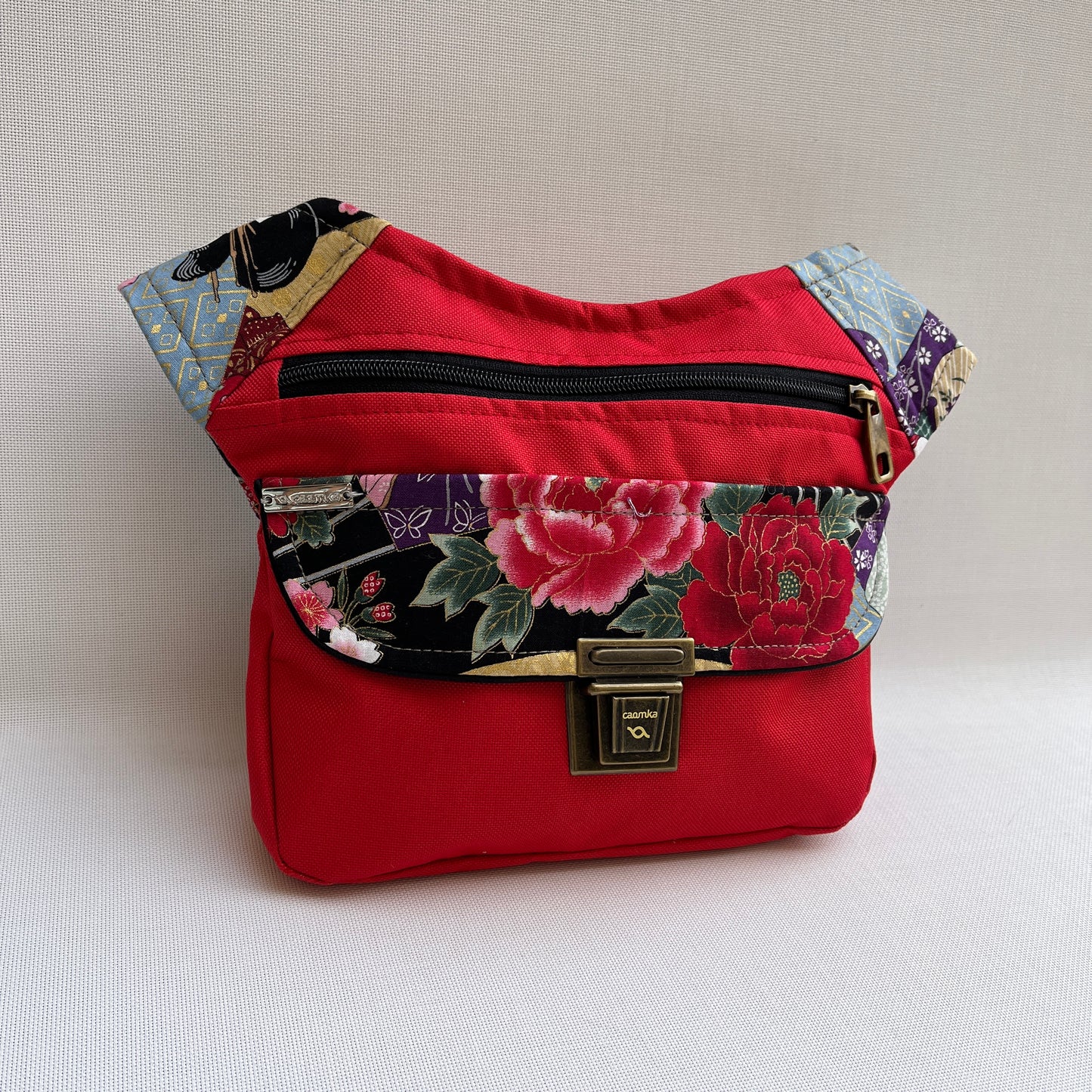 Special Red "Cordura" & Japanese Flowers · Waterproof · Unique Piece No. 11571