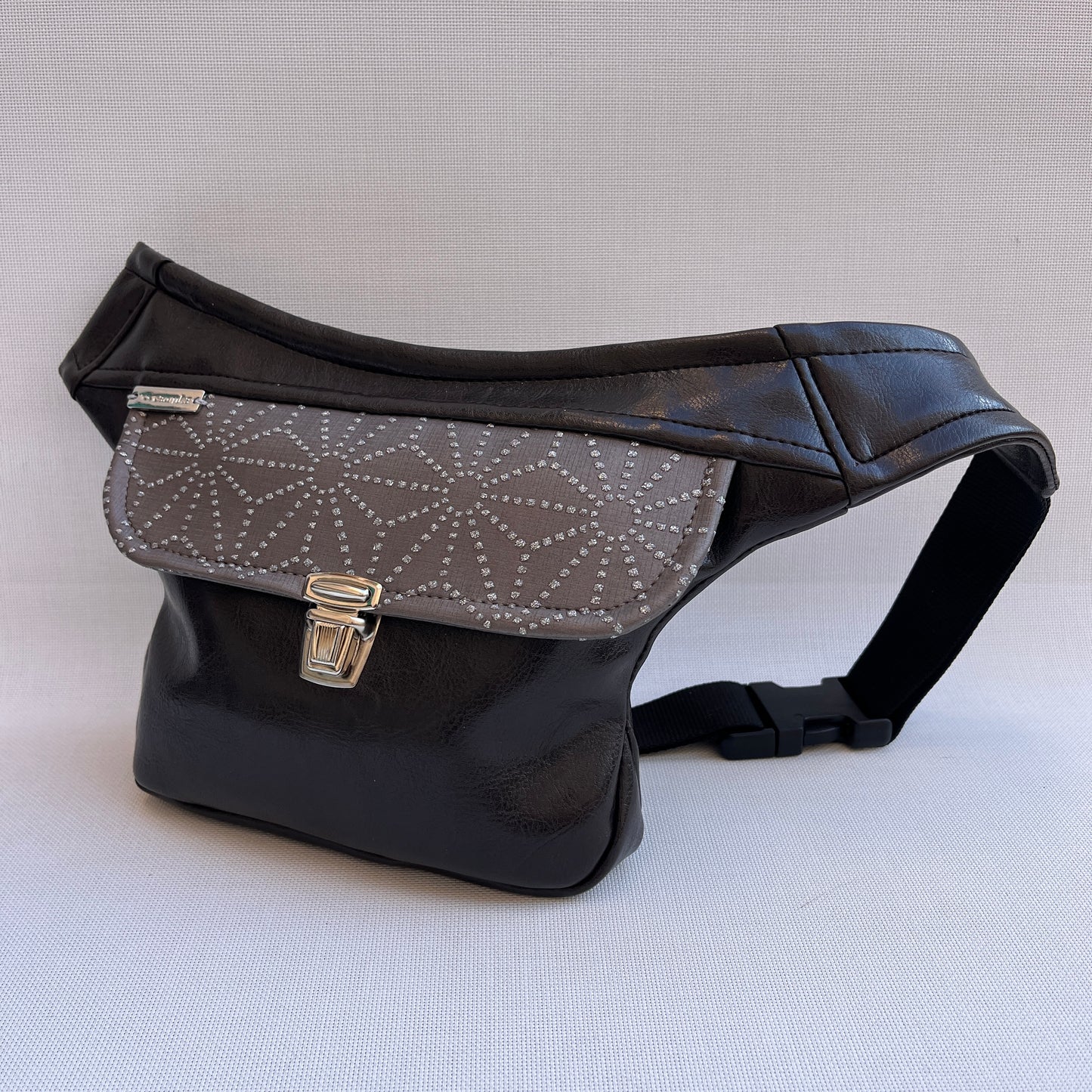 Mini Brown & Geometric Leatherette Unique Piece No. 13285