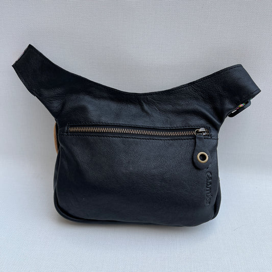 Special Black & Mandalas BioCuir® natural leather Unique Piece No. 12627