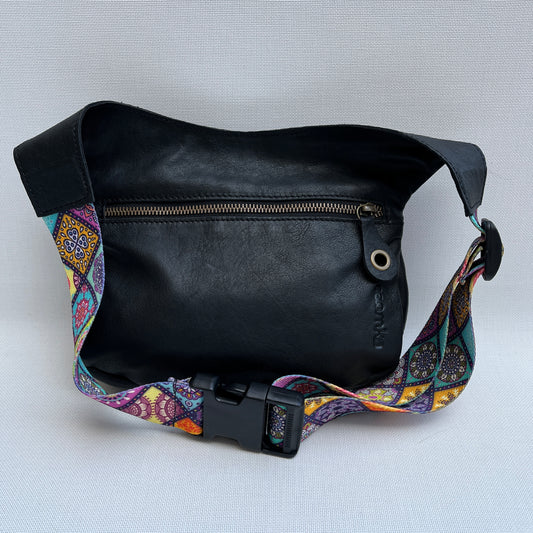 Special Black & Mandalas BioCuir® natural leather Unique Piece No. 12660