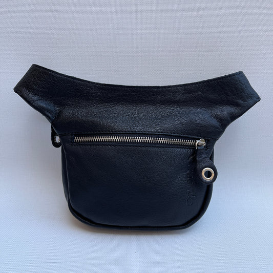 Mini Special Black & Art Flowers BioCuir® natural leather Unique Piece No. 11784