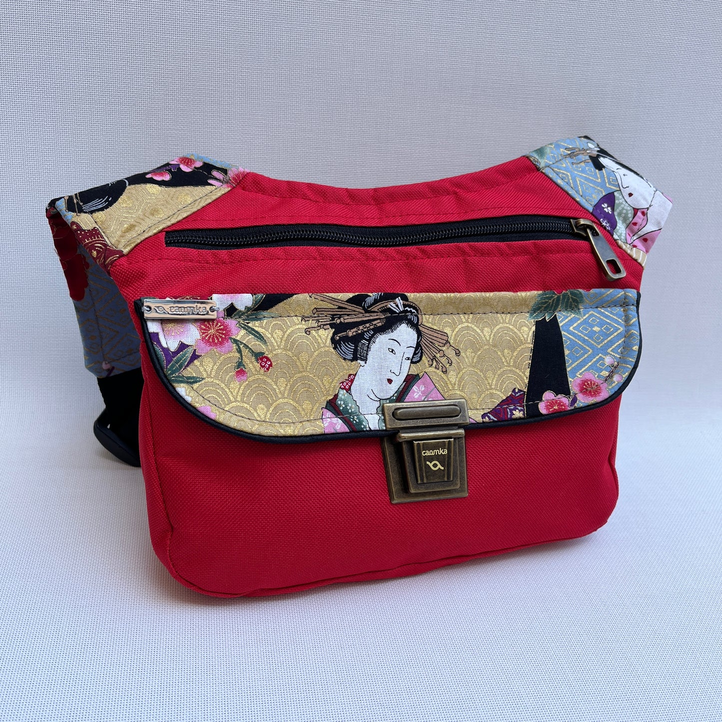 Special Red "Cordura" & Japanese Flowers · Waterproof · Unique Piece No. 11888