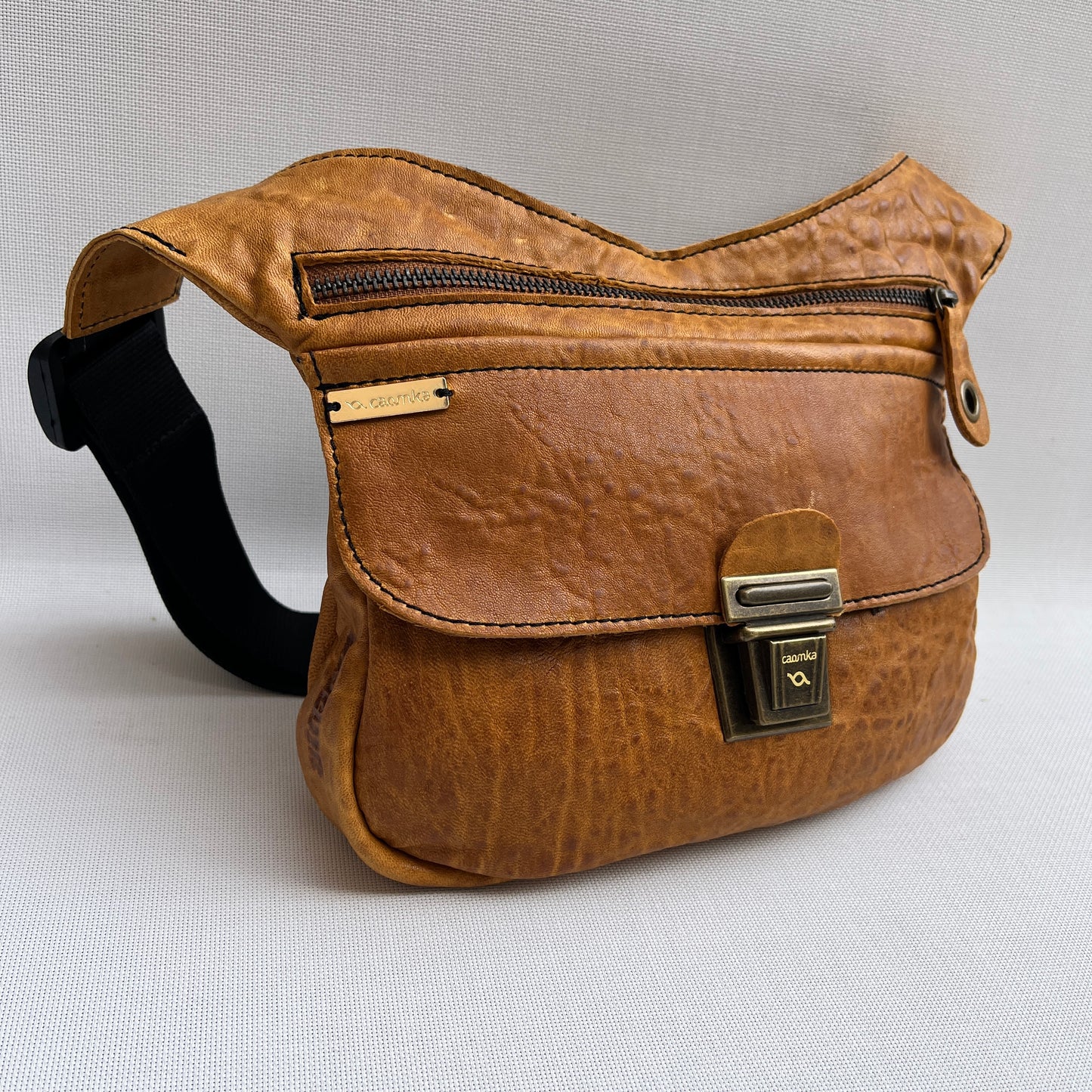 Special Camel Brown & Old Gold Natural BioCuir® Leather Exclusive Piece No. 13360