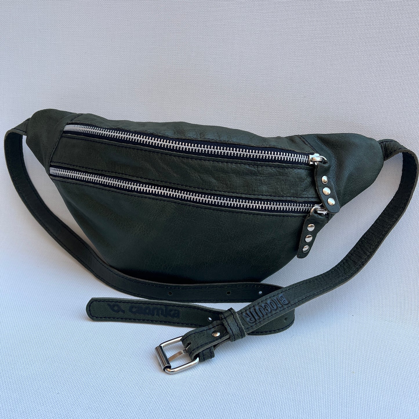 Retro Chic Bottle Green Natural leather BioCuir® Exclusive Piece No. 12656