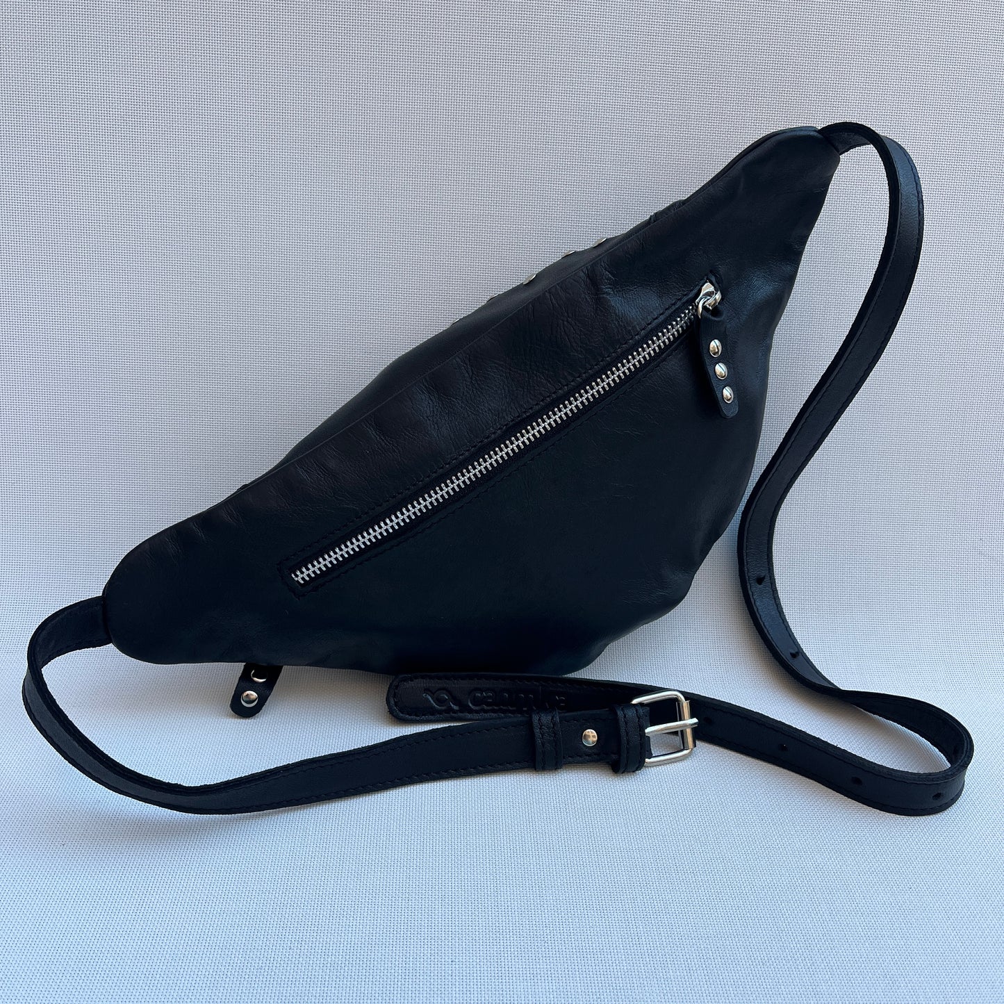 Premium Retro Chic Black BioCuir® Natural Leather Exclusive Piece No. 12650