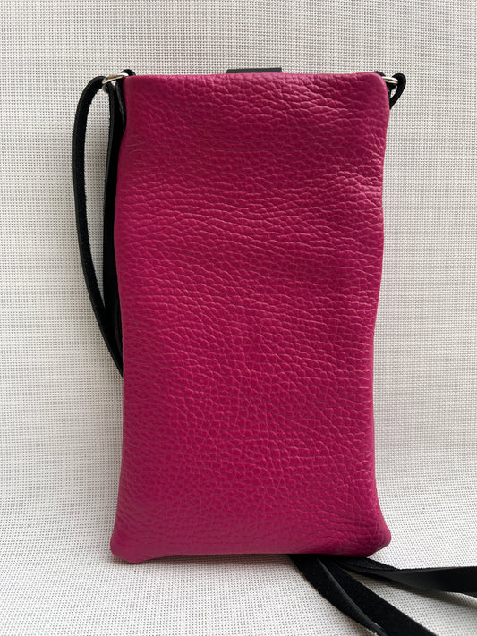 Mobile Holder · Design Alfa · Natural leather · Fuscia