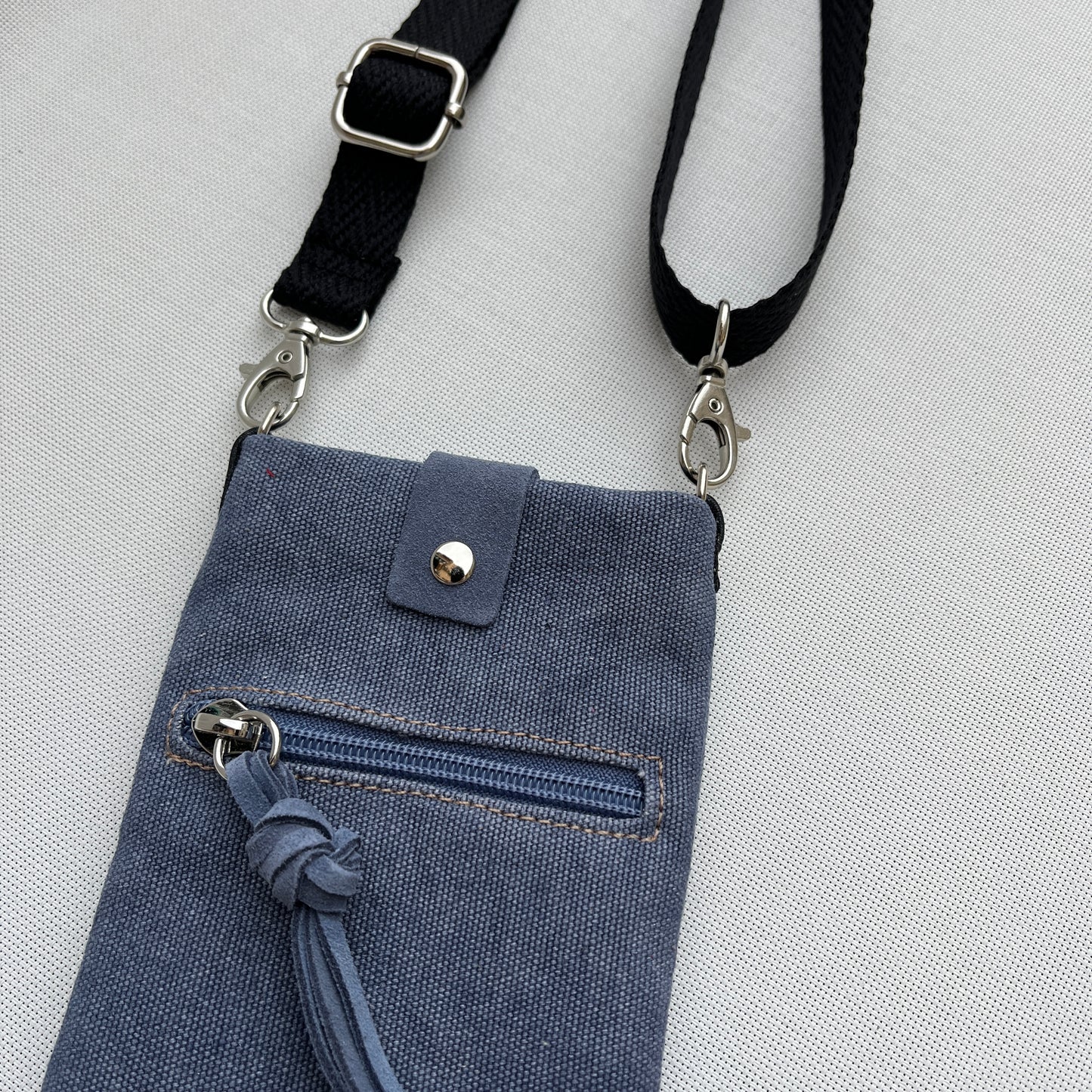 Porta Móvil · Diseño Natura · Tejido natural Cáñamo · Azul