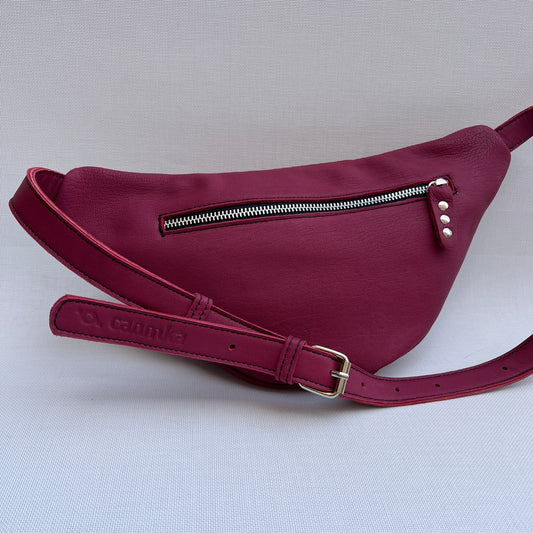 Retro Chic Bordeaux/Fuchsia Pink Natural BioCuir® Leather Exclusive Piece No. 11905