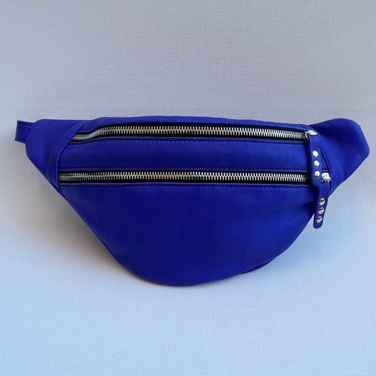 Retro Chic Electric Blue BioCuir® Natural Leather Exclusive Piece No. 11018