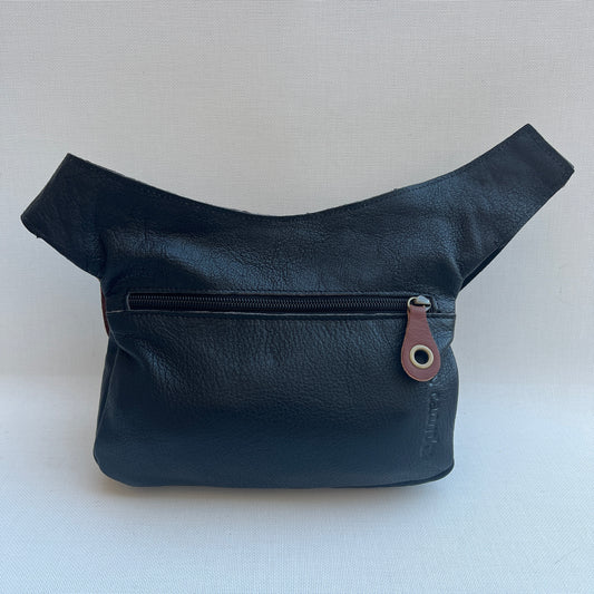 Special Black & Brown BioCuir® natural leather Unique Piece No. 13202