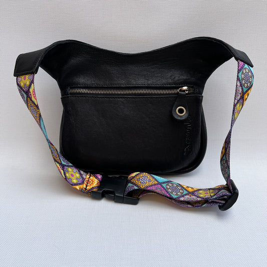 Summer Black & Mandalas BioCuir® natural leather Unique Piece No. 12001