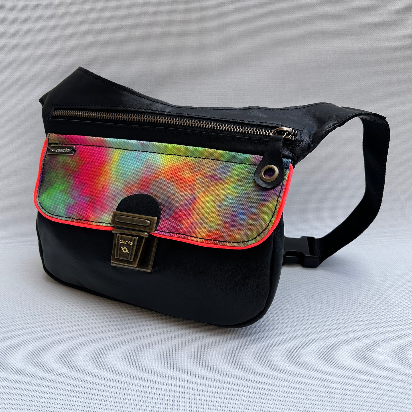 Special Black & Colors BioCuir® natural leather Unique Piece No. 12004