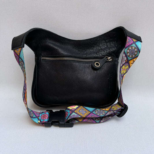 Summer Black & Mandalas BioCuir® natural leather Unique Piece No. 12008