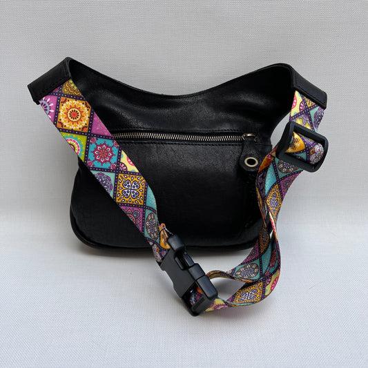 Summer Black & Mandalas BioCuir® natural leather Unique Piece No. 12011