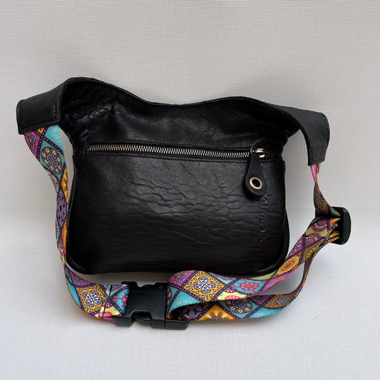 Summer Black & Mandalas BioCuir® natural leather Unique Piece No. 12014
