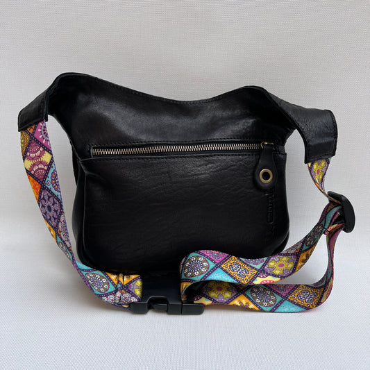Summer Black & Mandalas BioCuir® natural leather Unique Piece No. 12016