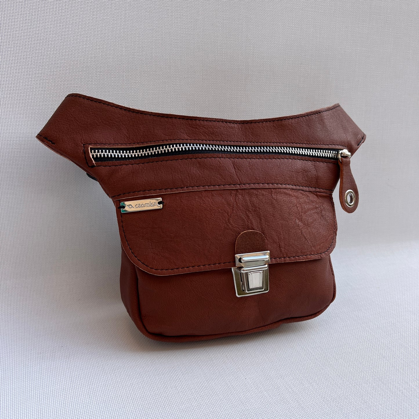 Mini Brown & Silver Natural BioCuir® Leather Exclusive Piece No. 12823